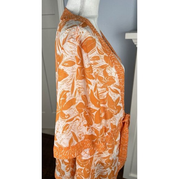 Coldwater Creek Floral Kimono Cardigan SZ 2X Tie Front Boho Coastal Ethereal - Picture 7 of 11